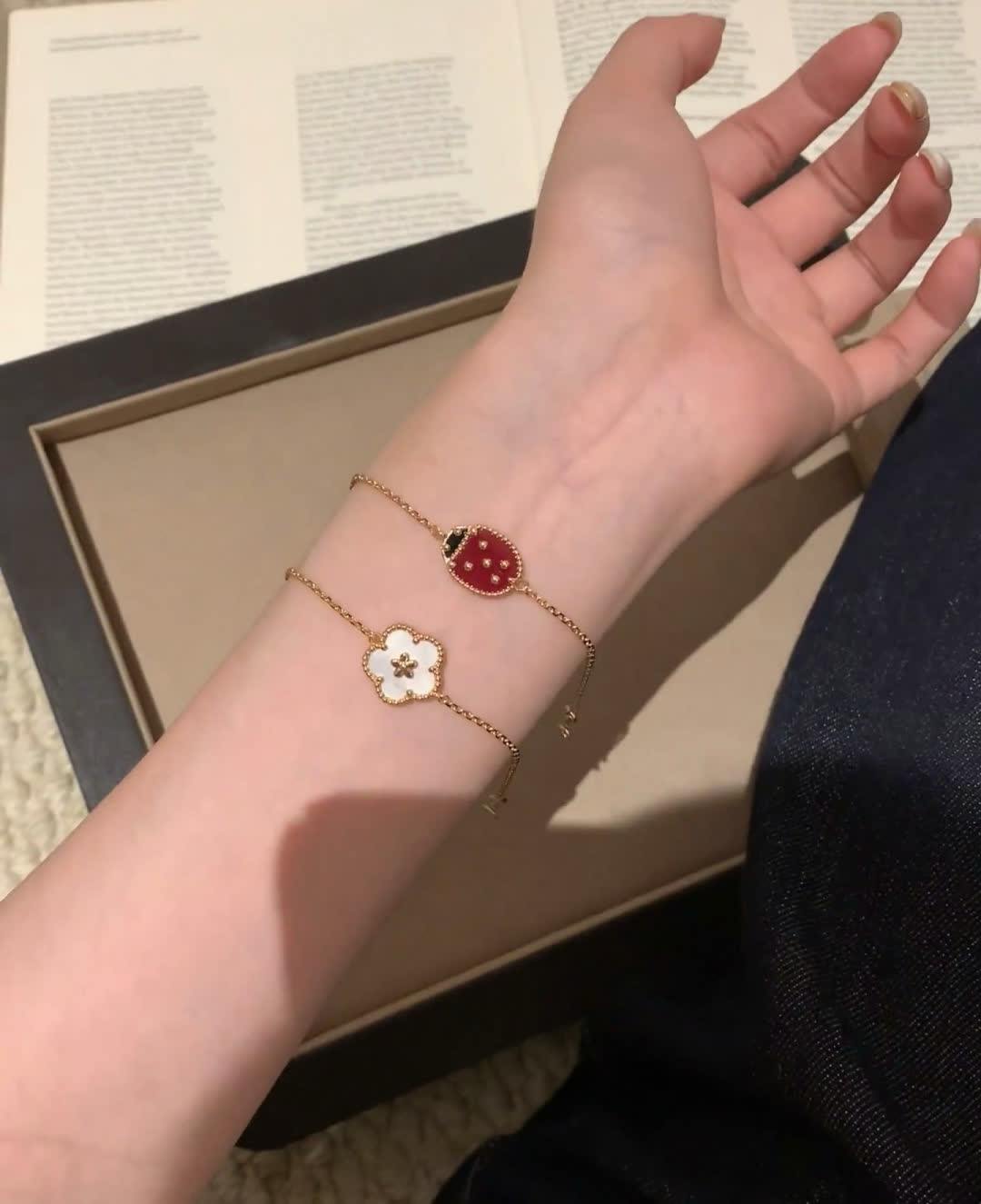 Van Cleef & Arpels Camellia and Ladybug Clip-on Earring Chains